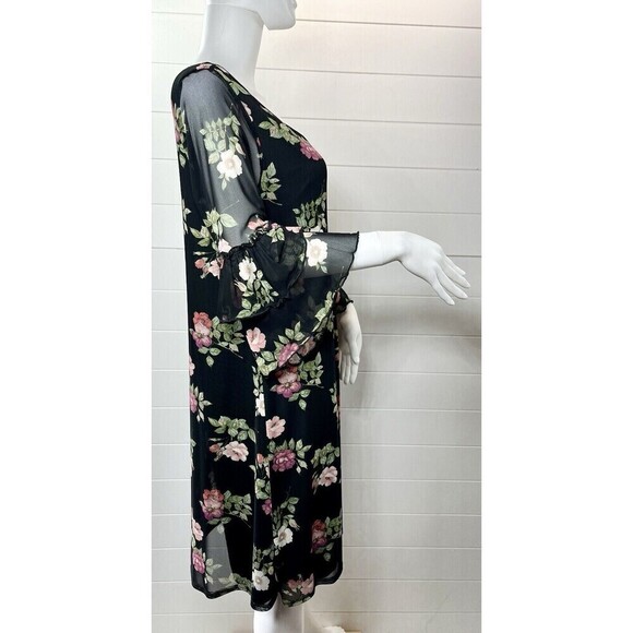 Espresso Semi Sheer Floral Ruffle Dress Shift Womens XL Friends Style Fairy - Picture 6 of 10